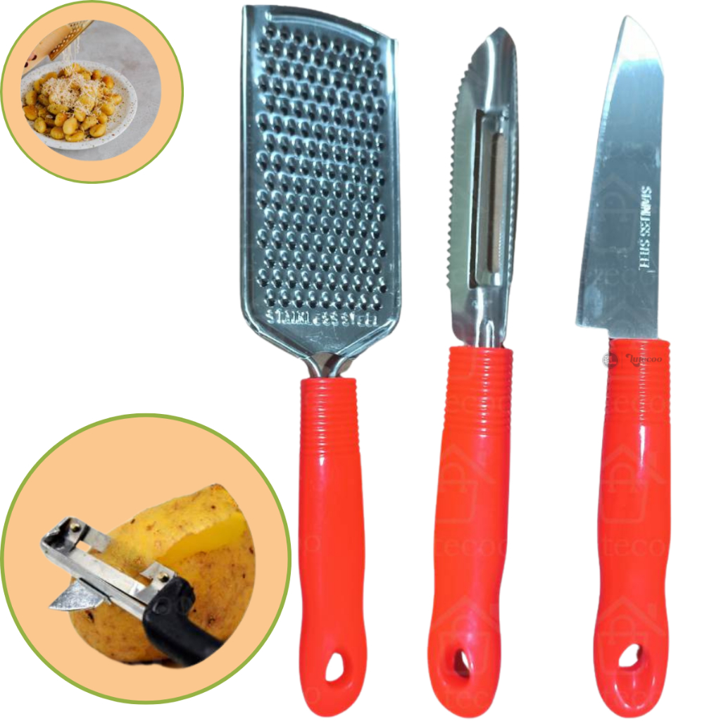 Faca de cozinha , ralador e descascador kit c/ 3 peças para Legumes ...