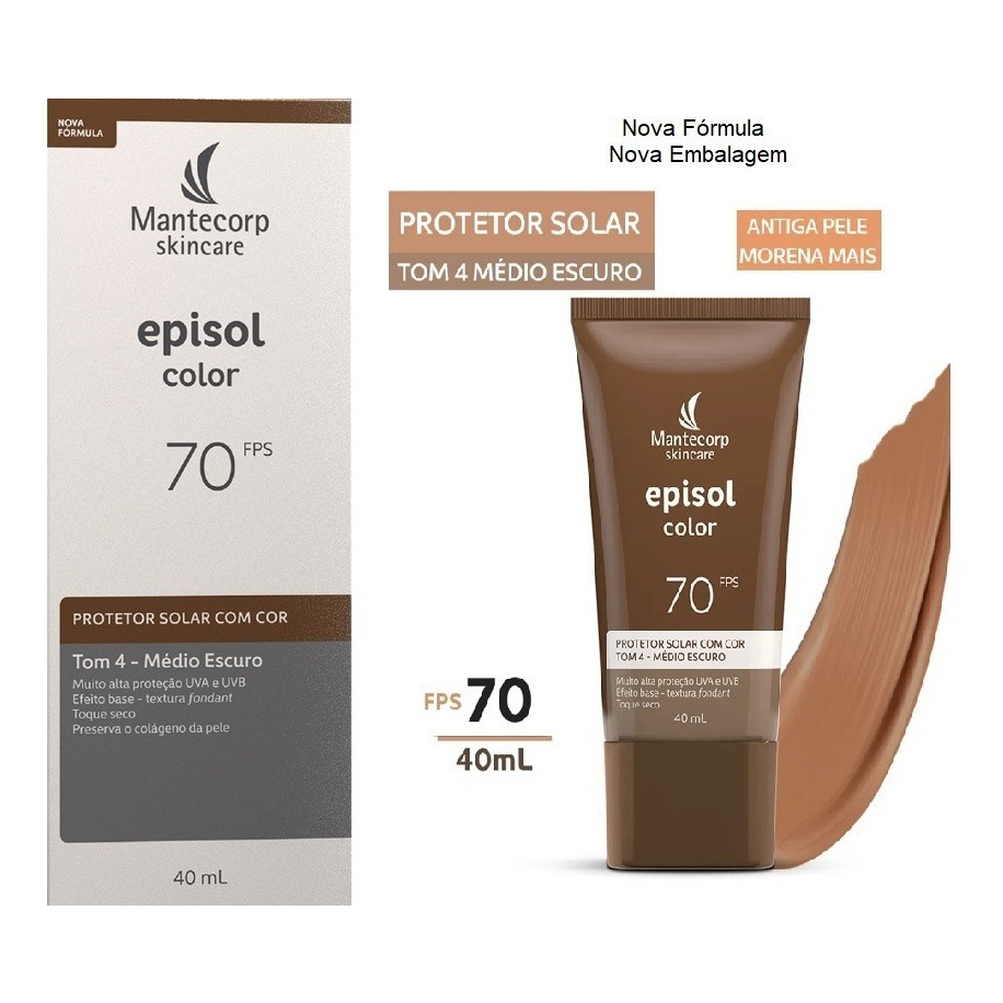 Protetor Solar Episol Color 70 Fps Tom 4 - Médio Escuro 40ml | Shopee ...