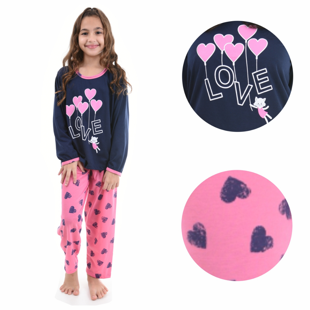 Pijama Infantil Menina Longo de Frio Feminino Inverno em Oferta na Shopee