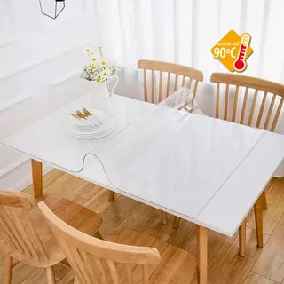 Toalha De Mesa Ultra Grossa Transparente Protetora Decoração Cozinha Sala Térmica Impermeável Quadrada 4 6 8 10 12 Lugares