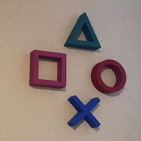 Kit Com 4 Placas Decorativas 3D Gamer Geek Ps Icons Icones 10Cm