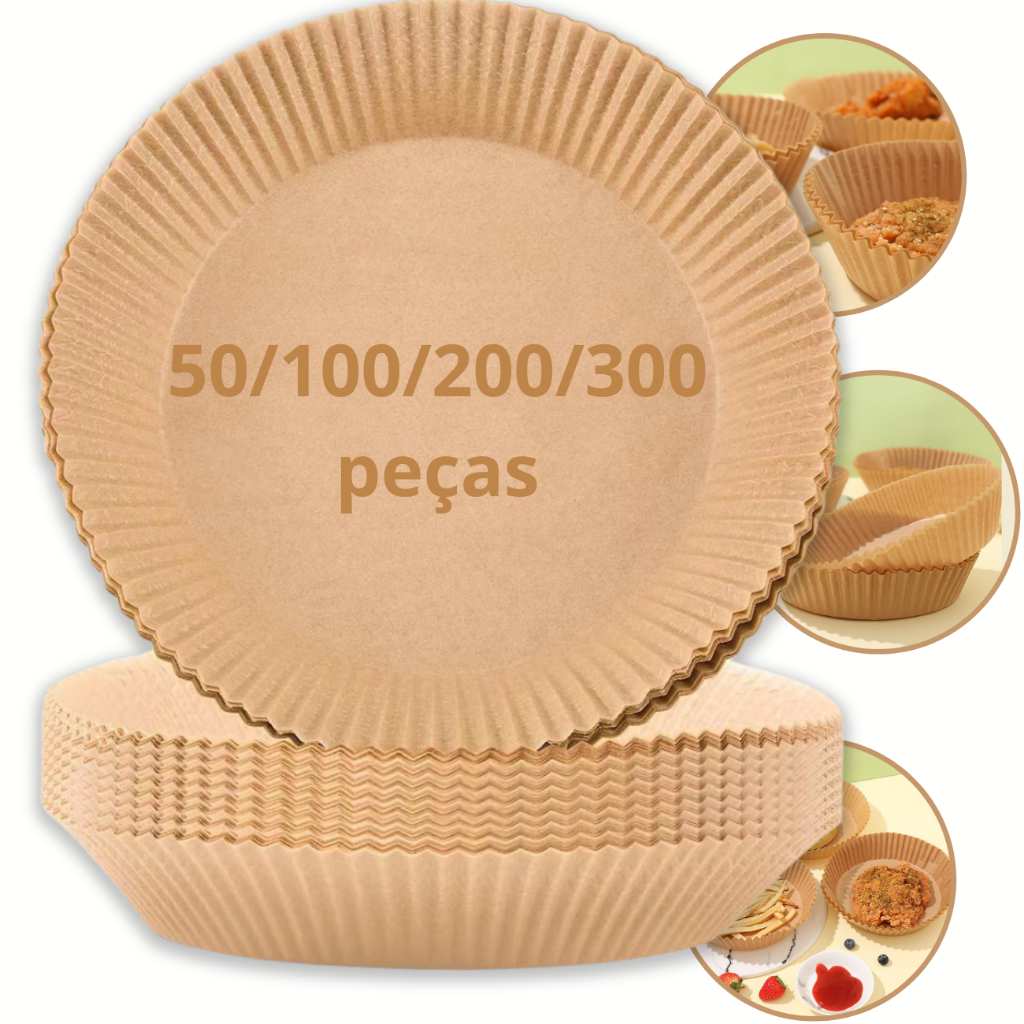 Forma Forro de Papel Descartável Antiaderente para Airfreir Fritadeira Assadeira Bandeja Redondo