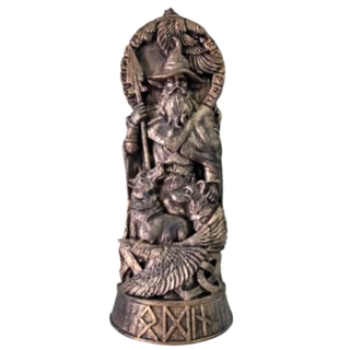 Estátua Viking Placa Odin Escultura Nórdica 20cm Em Resina