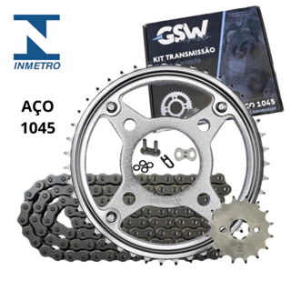 Kit Transmissão Relação CG150 Titan 150 e Fan 150 2004 Até 2015 C/ Retentor Aço 1045