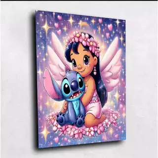 Quadro Decorativo Lilo E Stitch Animação Infantil 1 Peça 30x50