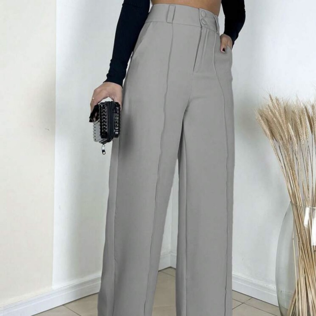 Angel city calca pantalona/liso/cintura alta/alfaiataria/verao/moda feminina