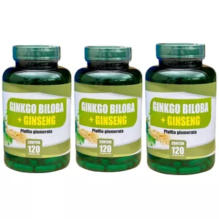 3x Ginkgo Biloba + Ginseng Pfaffia Glomerata 120 cápsulas (cada) 500mg VIVA