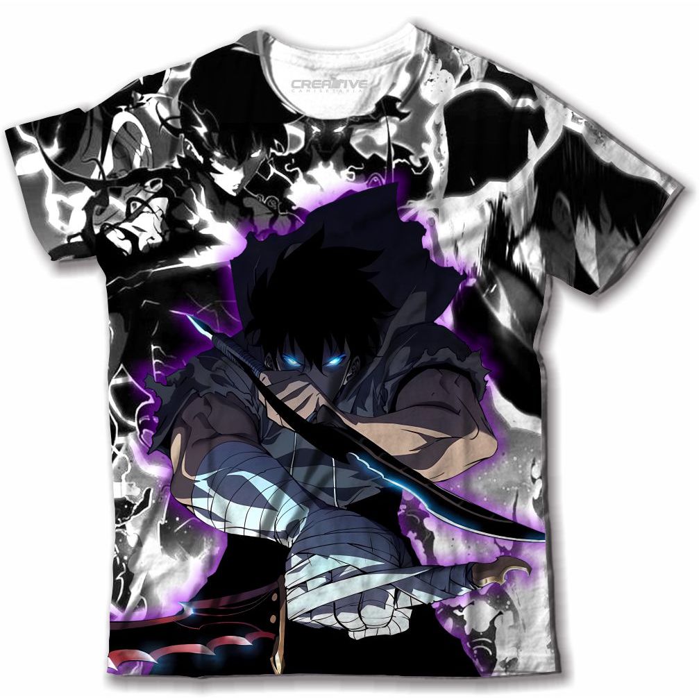 Camiseta Solo Leveling Unissex Camisa Anime Only I Level Up Sung Jin