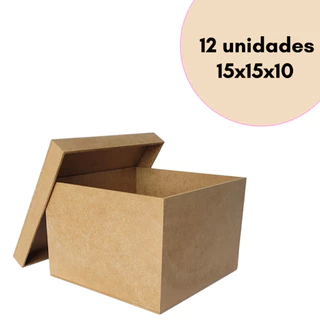 Caixa 15x15x10 com tampa em mdf cru - 12 unidades