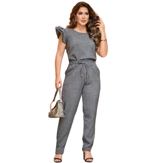 Conjunto Feminino Casual Sofisticado Social De Blusa Calça em Linho De Algodão Cores Verão 2024 Roupa Feminina Festa Uniforme Barata Promoção Oferta Exclusiva