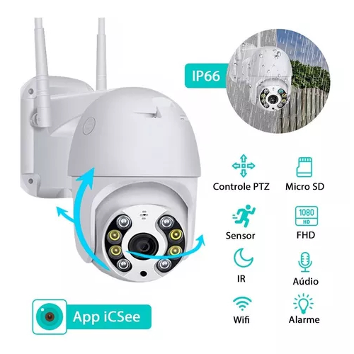 CAMERA DE SEGURANÇA SMART WIFI ICSEE FULL HD - A8 1080P Prova D'água