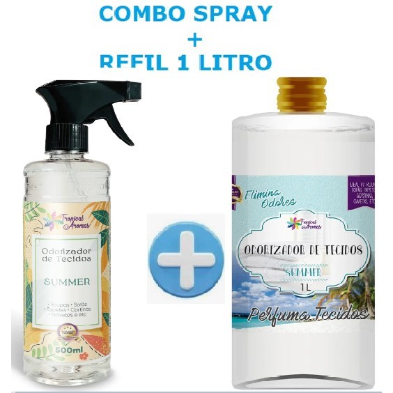 Kit Odorizador Summer Spray 500ml e Refil 1 Litro Tropical Aromas
