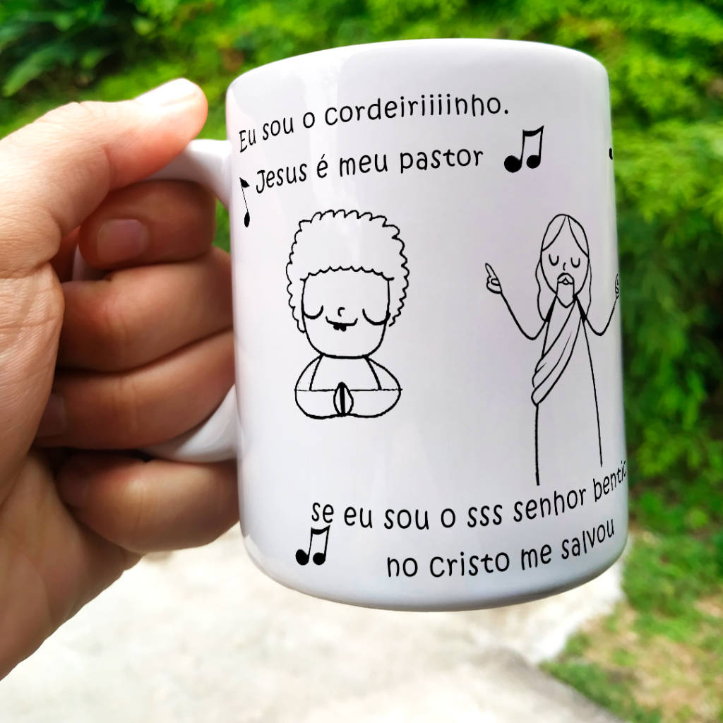 Caneca Personalizada Meme Eu sou o Cordeirinho e Jesus é o meu Pastor ...