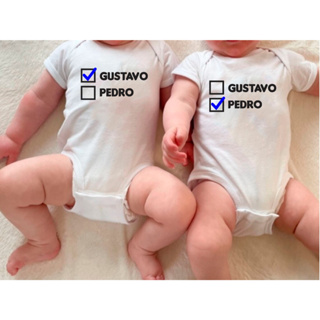 Kit 2 Body de Bebê Irmãos Gêmeos Personalizado com Nomes Divertido em Oferta na Shopee