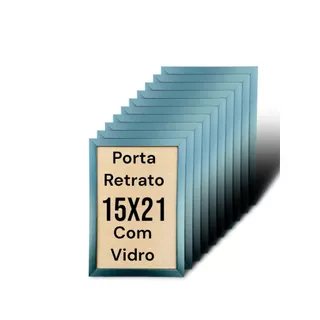 Kit 10 Porta Retratos A5 15x21 Moldura Preta Com Vidro