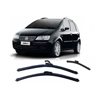 Kit de 3 Palhetas para Limpador de Parabrisa Dianteiro + Traseiro para Fiat Idea 2006 2007 2008 2009 2010