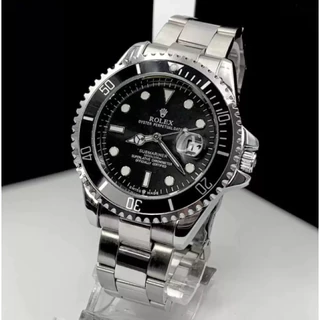 Relógio Masculino de Pulso Submariner Prata mostrador Preto Branco Verde Pulseira de aço Funcional