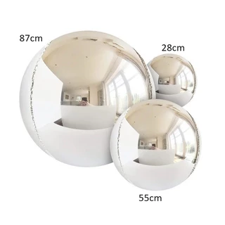 Kit 9 Balão Metalizado Bola Globo 4d Prata Festa Decoração - 3 Cada Tamanho