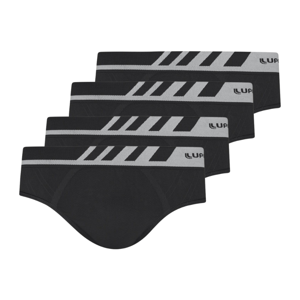 Kit 4 Cuecas Masculina Slip Lupo Microfibra Adulto Sem Costura Original Preto 691-002