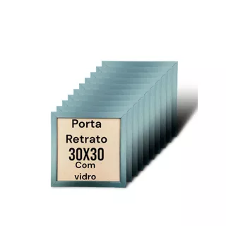 Kit 10 Porta Retratos 30x30 Moldura Preta Com Vidro