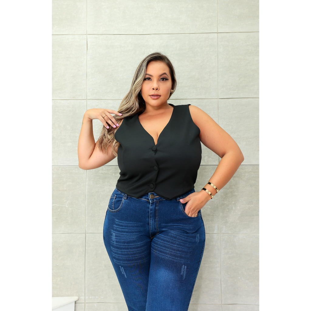 Jaqueta Jeans Casacos Para Gordinhas Coletinho Curto Plus Size