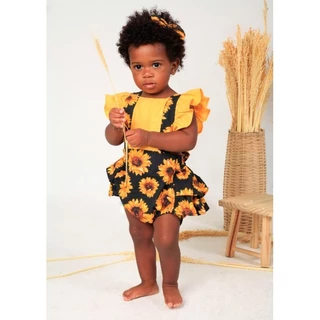 Romper Body Girassol Menina Bebê Mesversario