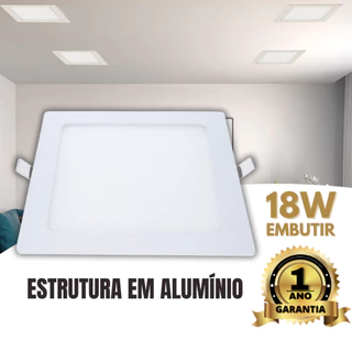 Kit 2 Painel Plafon Led 18w Quadrado Embutir Bivolt 6500k Branco Frio 110/220V Forro Gesso Teto