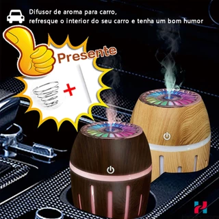 Mini Umidificador De Ar E Difusor Aromatizador De Ambiente 300ml Madeira Ultrassônico Com Led Para Carro Quarto Infantil Banheiro Sala Casa UM021