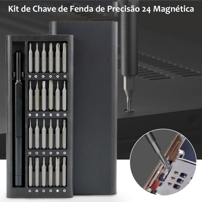 Kit Jogo Ferramenta Chave Magnética Precisão 24 Peças Pequenos Reparos Compatível - Celular Videogame