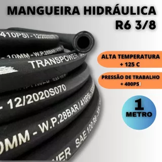 Mangueira Hidráulica Óleo Solvente R6 3/8 Alta Temperatura 1 metro