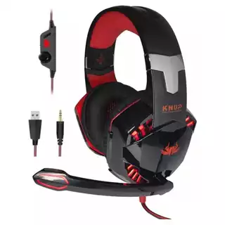 Fone De Ouvido Gamer Headset Knup Kp-455a Com Led Microfone Cor Preto/Vermelho