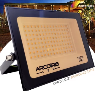 Refletor 100w Led SMD Holofote Luz Branco Quente Ip67 Bivolt Prova D'água