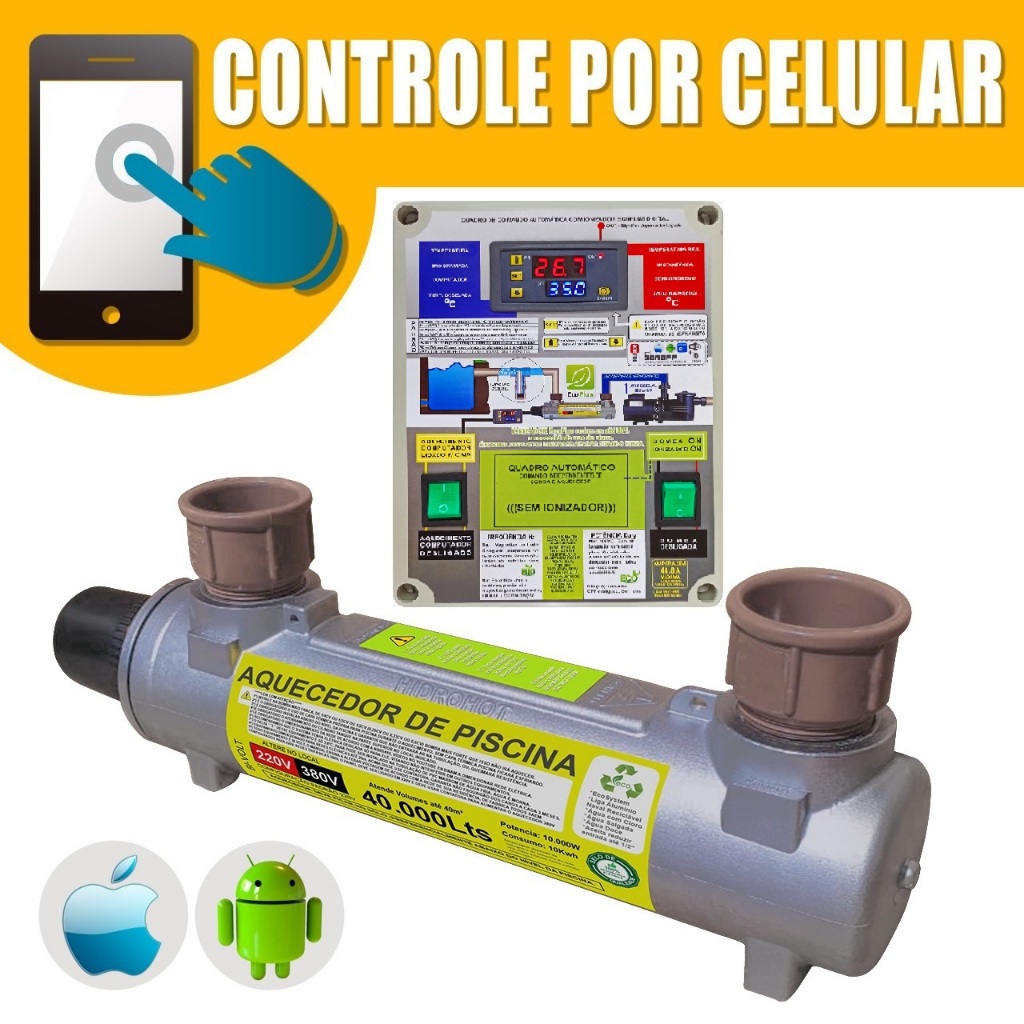 AQUECEDOR DE PISCINA AUTOMÁTICO COM WIFI 40.000 LITROS