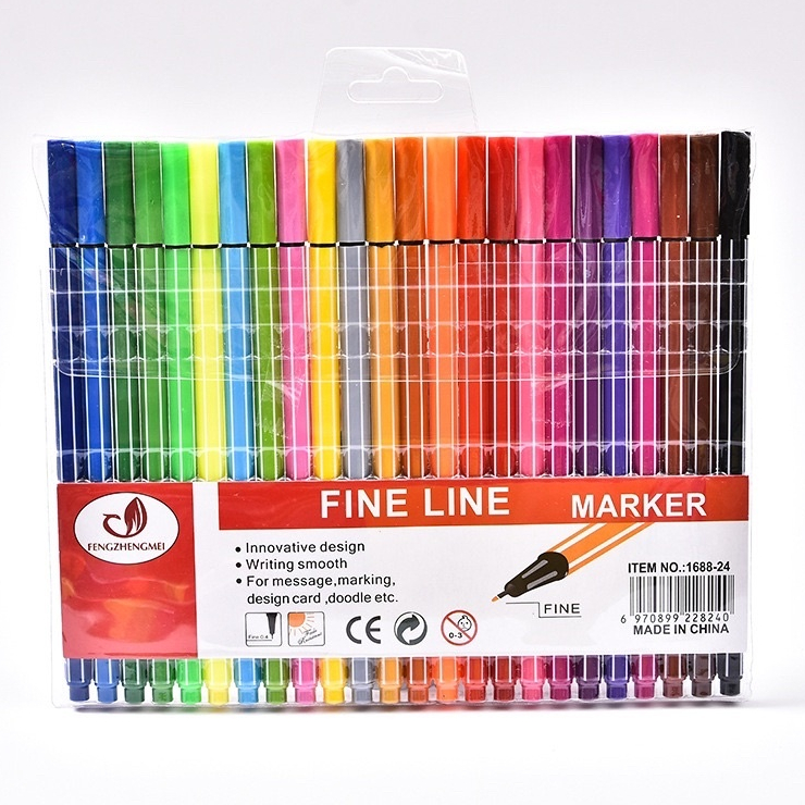 Kit de canetas com 12/18/24 cores Fine Line Coloridas Ponta Fina 0.4 mm Fineliner