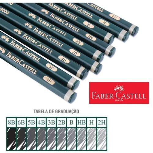 KIT 4 UND LÁPIS GRAFITE DE DESENHO 2B/4B/6B/8B PROFISSIONAL FABER-CASTELL