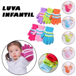 Luva Infantil e Juvenil Pelucia De Lã Unissex Algodão Frio Inverno Criança Outono Inverno Algodão Quente Estampada Menina e Menino