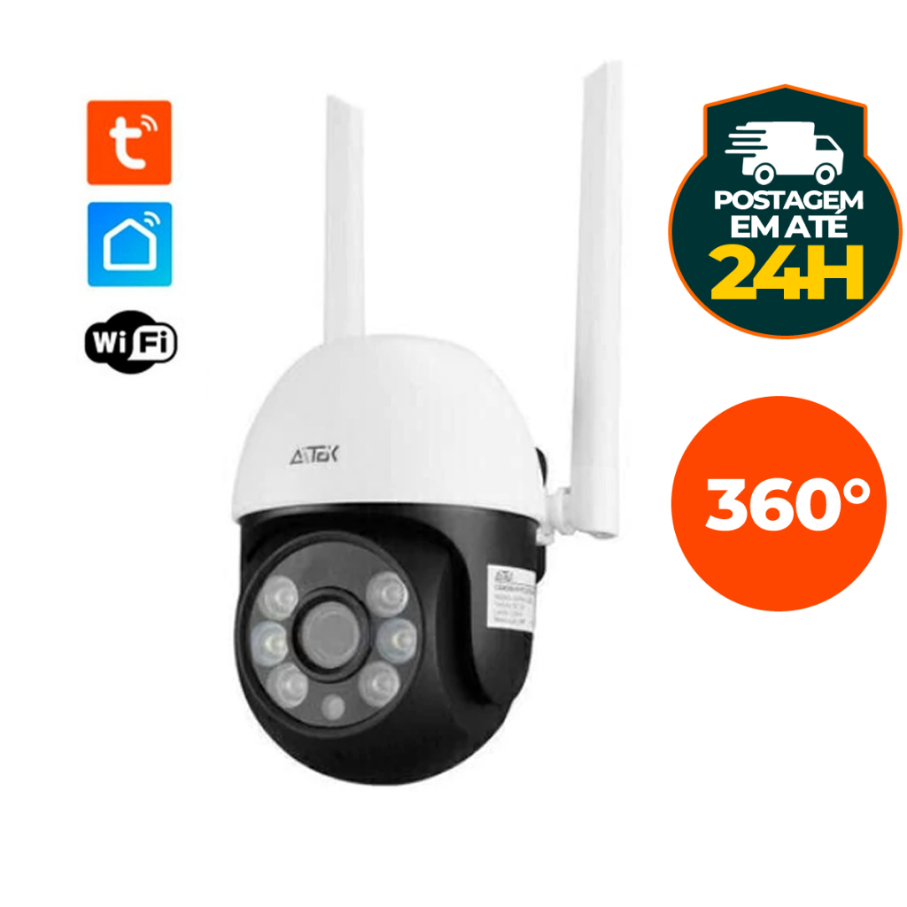 Câmera de segurança Wi-Fi 360° Infravermelho Externa 2MP OnVif App Tuya controle pelo seu celular para Casa Comércio Sitio Loja