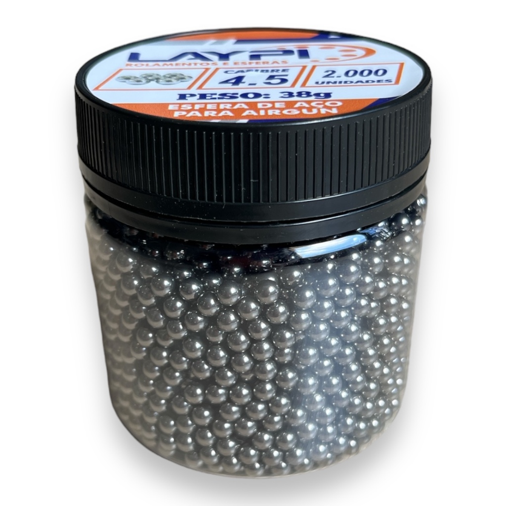 Esfera de Aço Circular Metal 4.5mm 4,5 + Pote C/ 2.000 Unid