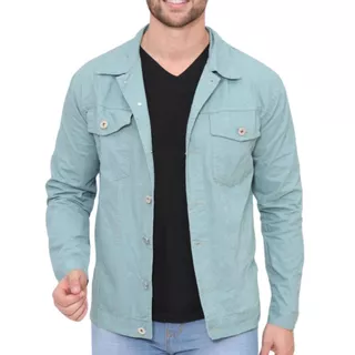 * PROMOÇÃO * Jaqueta Masculina Sarja Color Verde Água
