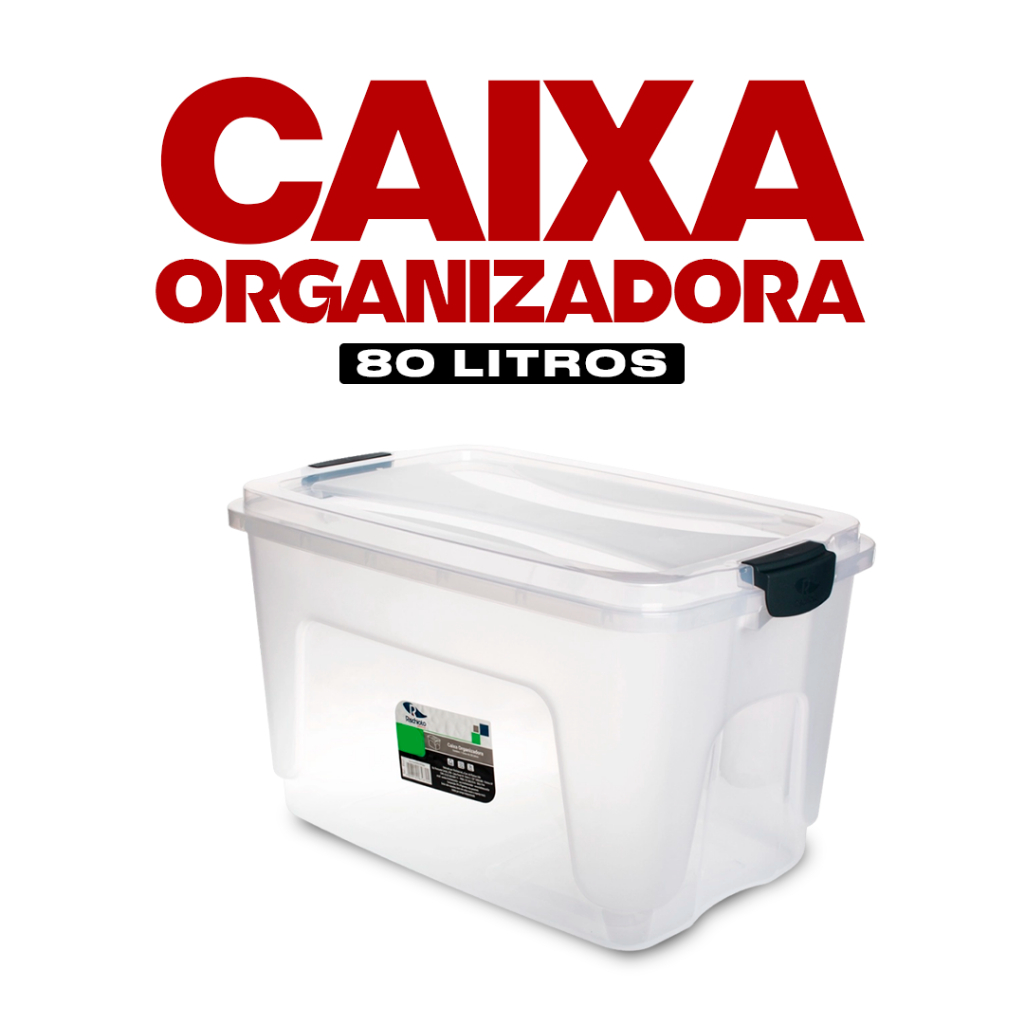 Caixa Organizadora Grande Rischioto Transparente 80 Litros