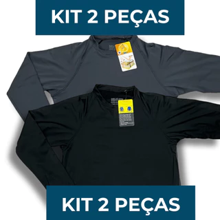 Kit 2 Camisa Térmica Proteção UV50 Segunda Pele Camiseta Manga Longa Corrida Academia
