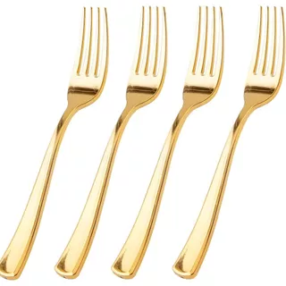 Garfos Refeição Descartáveis De Luxo Dourado 25 Unidades