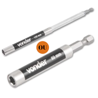 Extensão Magnética Para Bits 1/4" x 80mm ou 120mm Uso em Parafusadeira Vonder