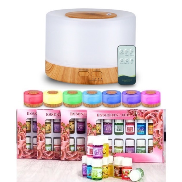 Difusor Ultrassônico Umidificador + Kit 12 Essências Aromáticas Com Controle Remoto