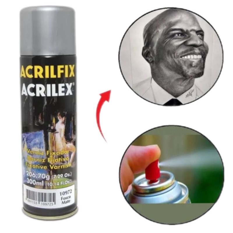 Verniz Spray Fosco Acrilfix Original Acrilex Fixador - 300 Ml