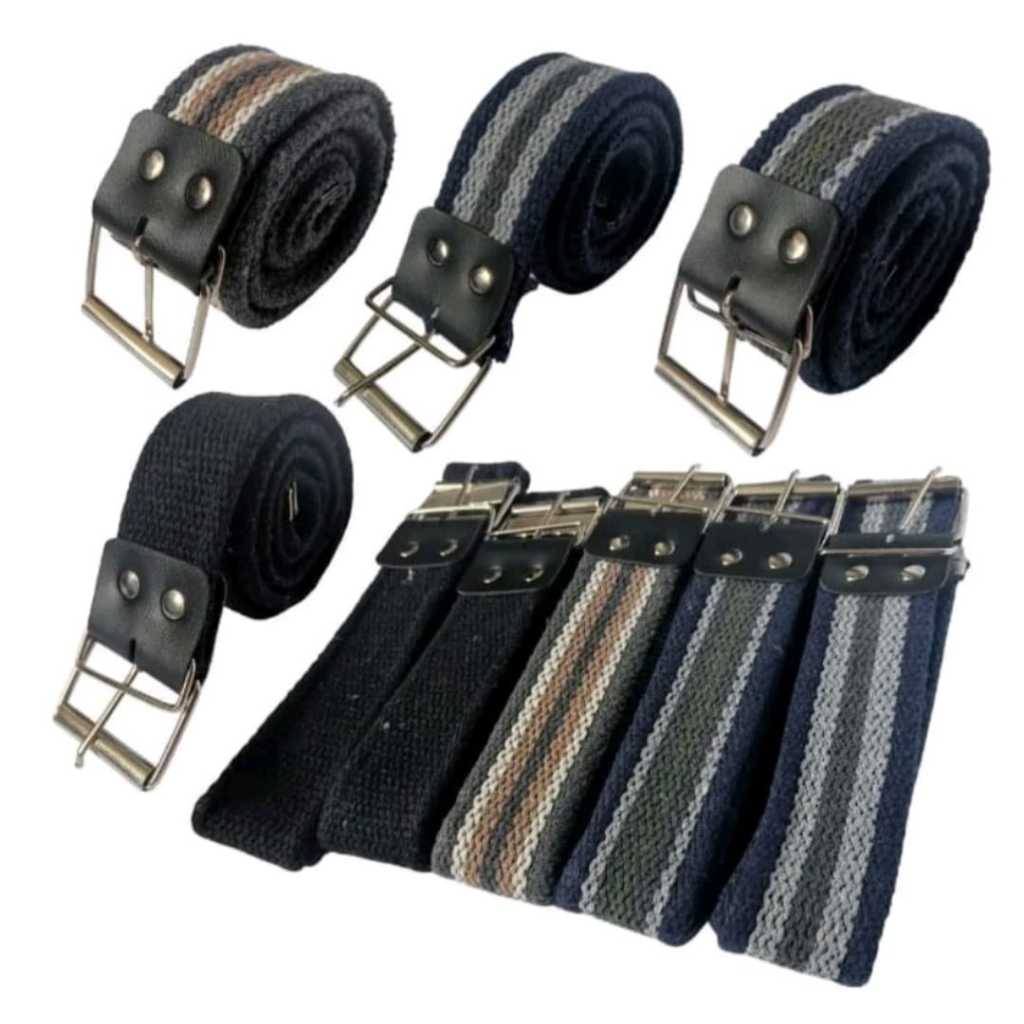 kit 3 cinto masculino lona fivela pino largo Varias Cores Tamanho