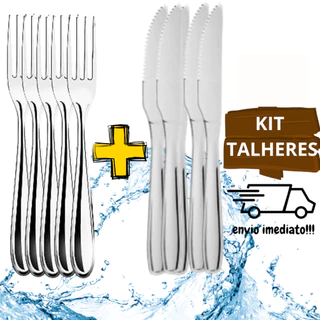 Talheres Inox Kit com 120 peças 60 Garfos 60 Facas 100% Aço Inox para Cozinha Restaurante Refeitório