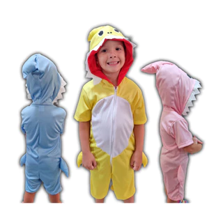 Fantasia Tubarão Infantil Roupa Shark Curto Menina Menino Pronta Entrega