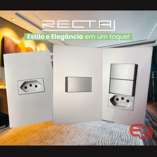 Tomada 10a 20a Prata Fosco Interruptor Simples Conjunto 4x2 Paralelo Blux Recta Tomada Cinza