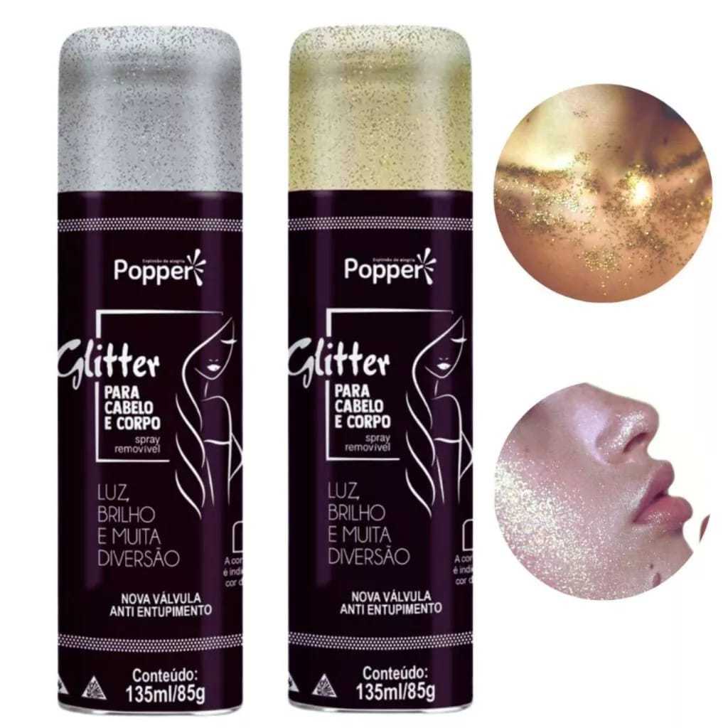 Popper Glitter Spray Para Cabelo e Corpo - Alta Fixação Perfeito